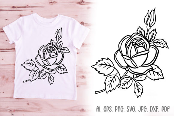 Wildflower Rose Flower Line Art Design